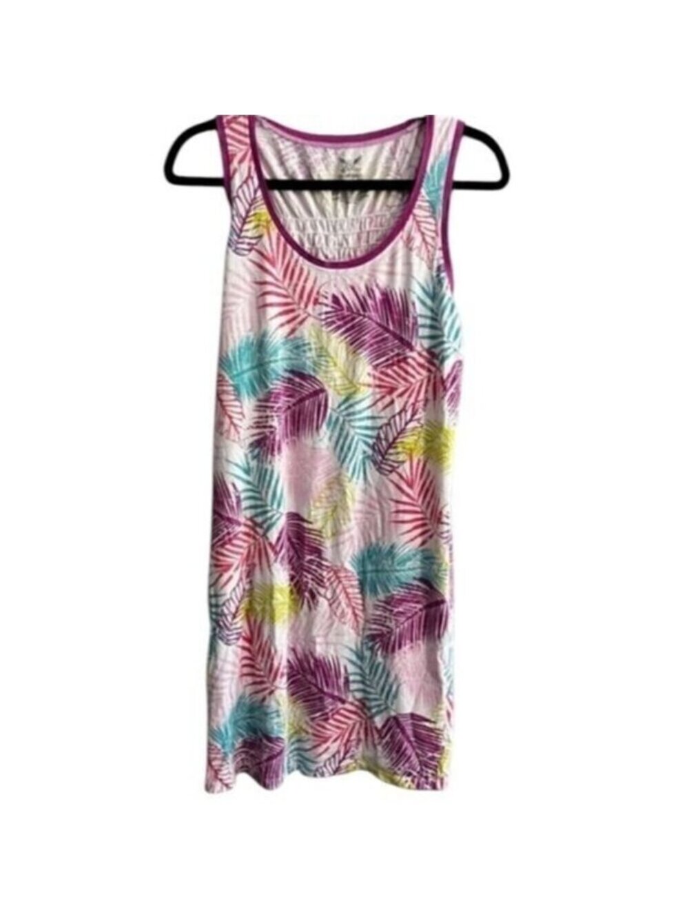 Colorful Tropical Leaf Print Tank Dress